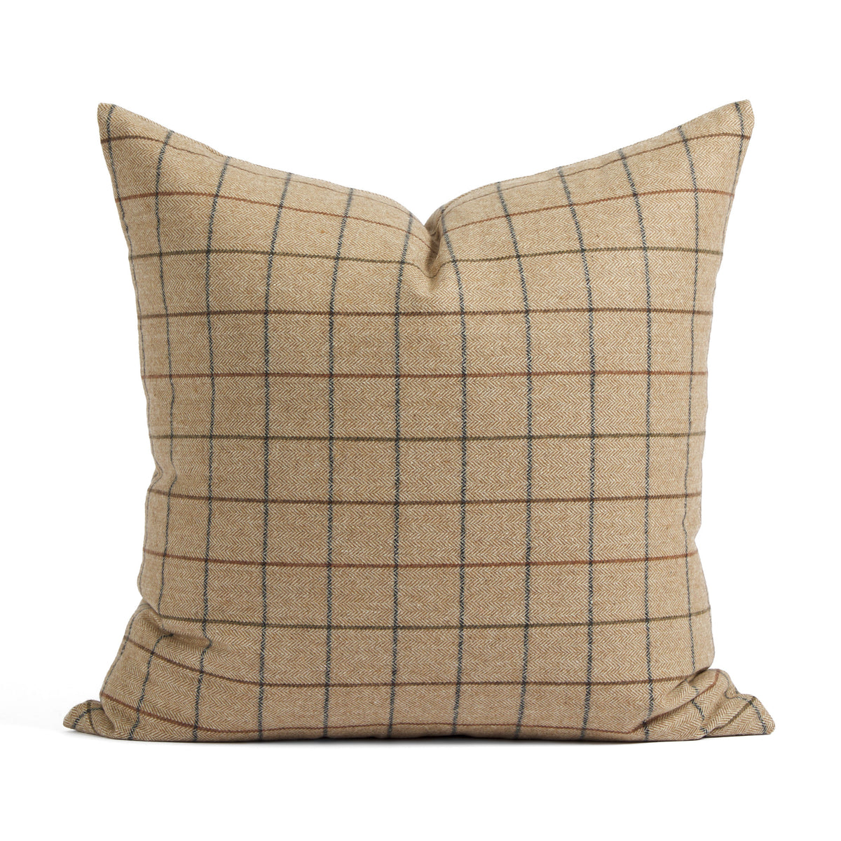 Tonic Living Walker Plaid 20x20 Pillow in Camel, a light brown windowpane check throw pillow.