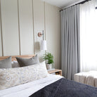 Ida Embroidered Sheer white linen blend inverted pleat drapery from Tonic Living