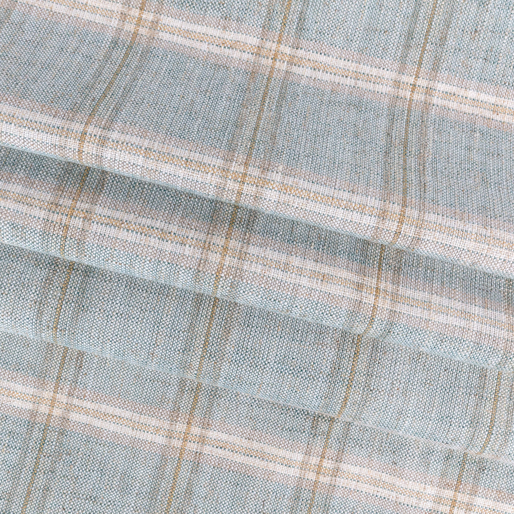 Nantucket Plaid Ocean, a soft blue and beige plaid fabric from Tonic Living