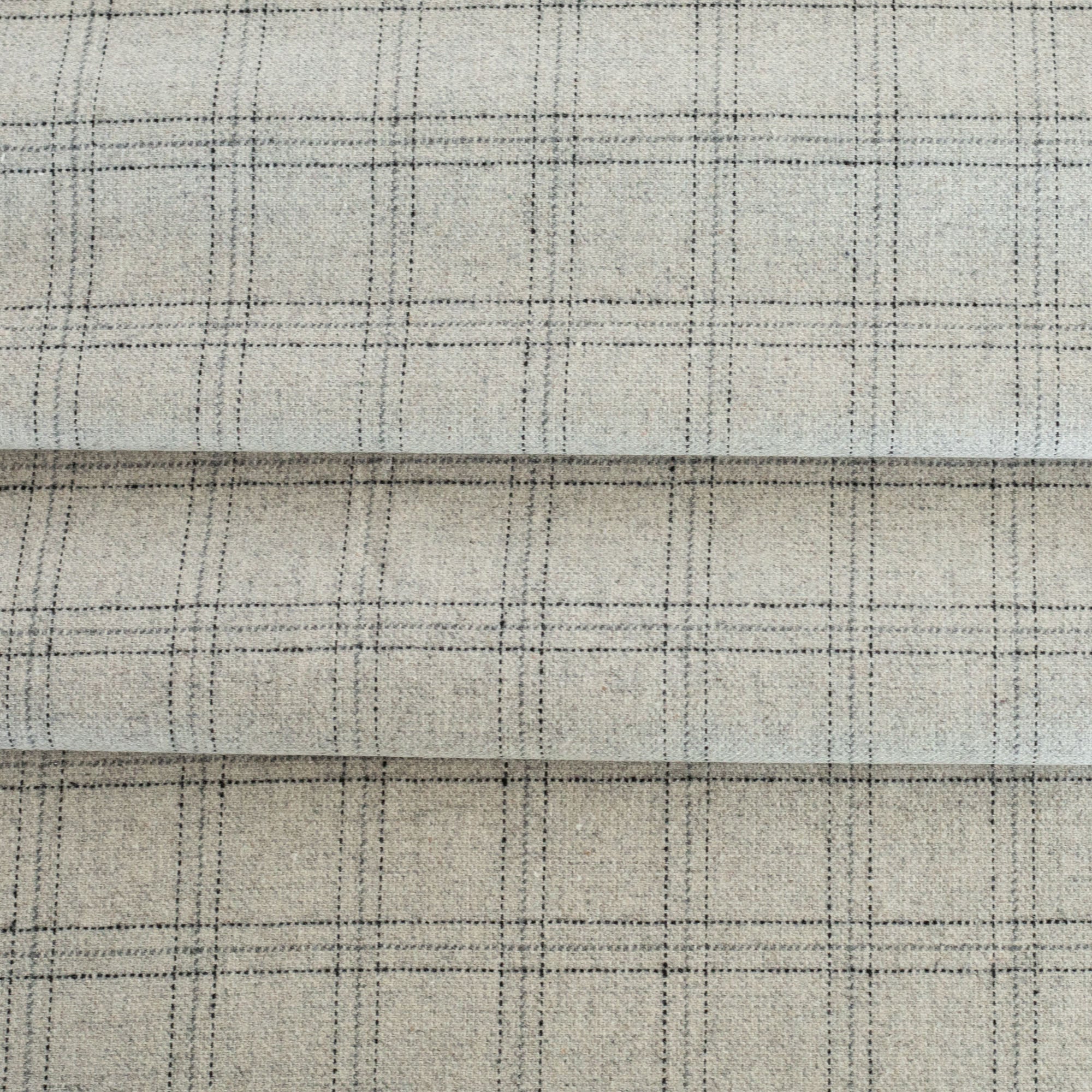 Dorset Plaid : a fog grey with fine blue and charcoal lines home decor fabric