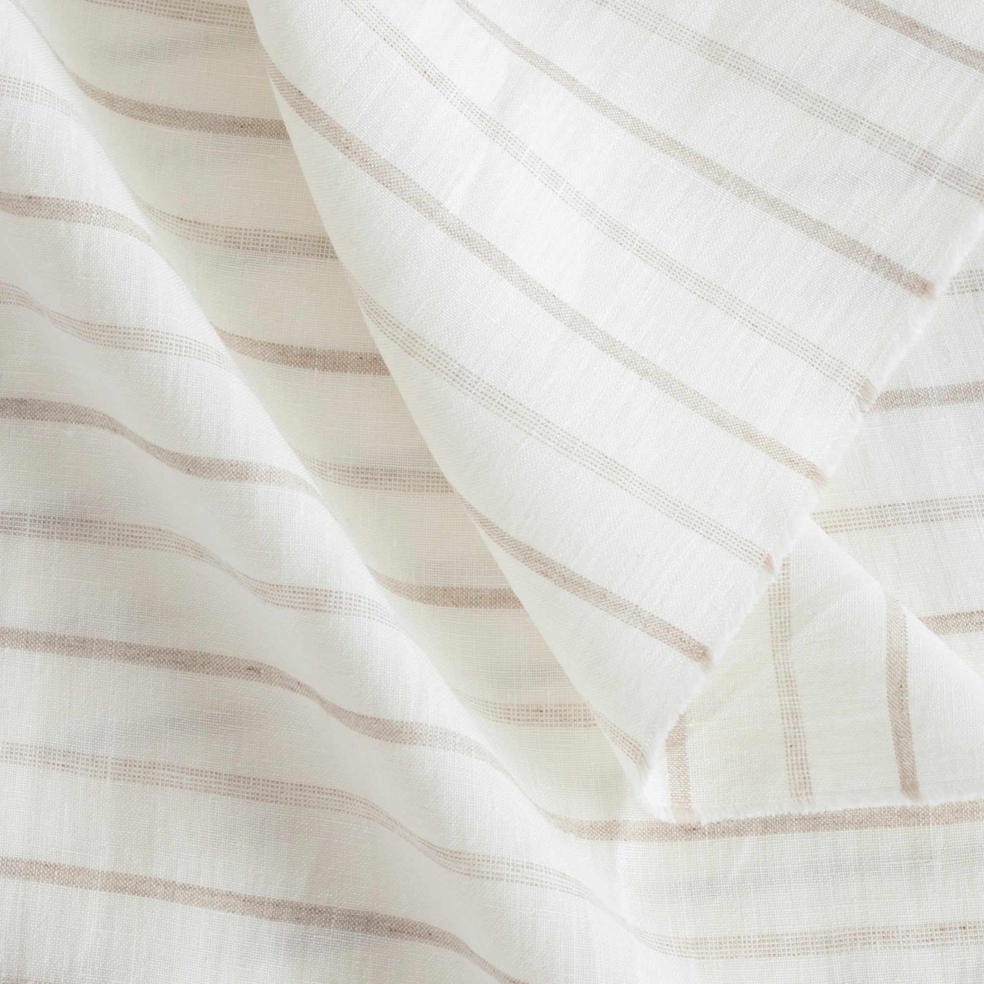 Fraser creamy-white and taupe stripe linen-blend drapery fabric : view 3