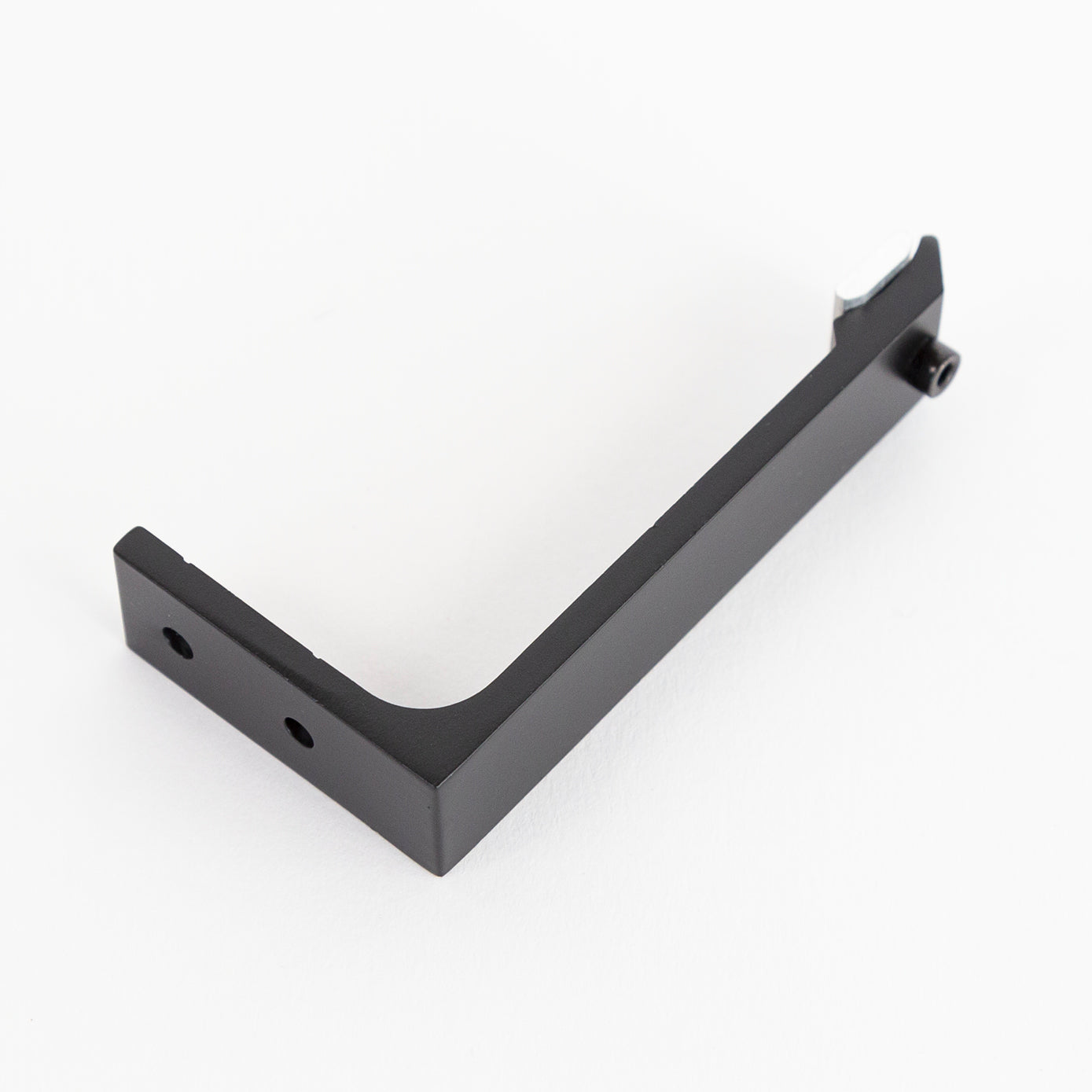 Channel Track Wall Bracket Flat, a sturdy, minimal black wall bracket for channel track drapery rods