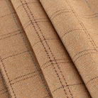 Lundie Plaid Camel, an earthy camel with fine brown and blue lines plaid pattern home decor fabric : view 5