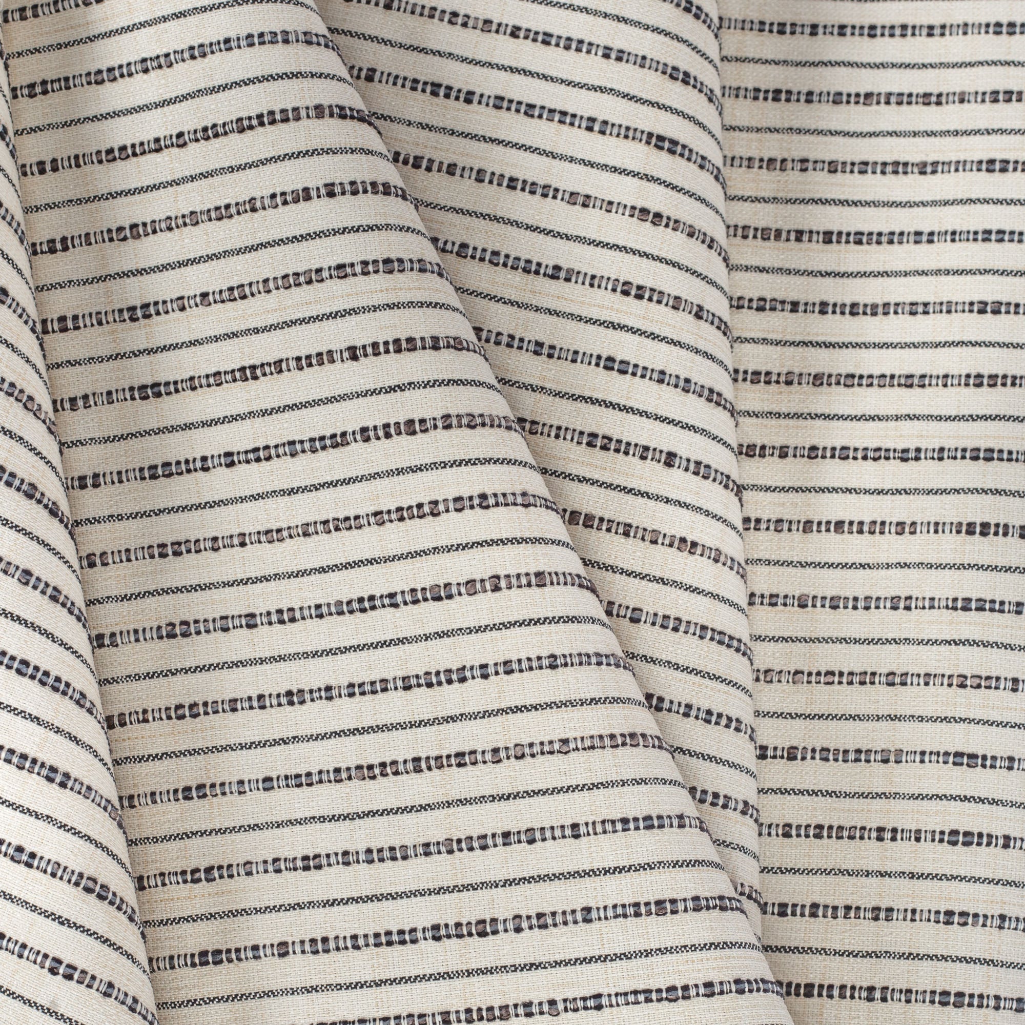 Misto Stripe Cream and Black, a cream and black horizontal striped Crypton home performance fabric from Tonic Living