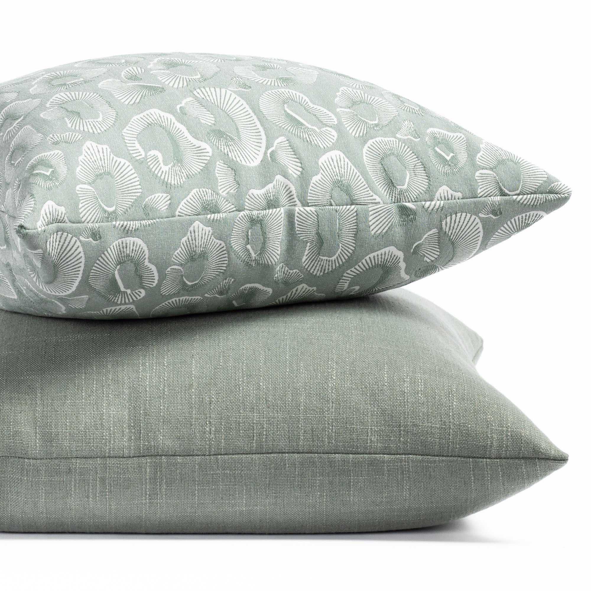 Ocean Jade and Hollis Jade throw pillow pairing