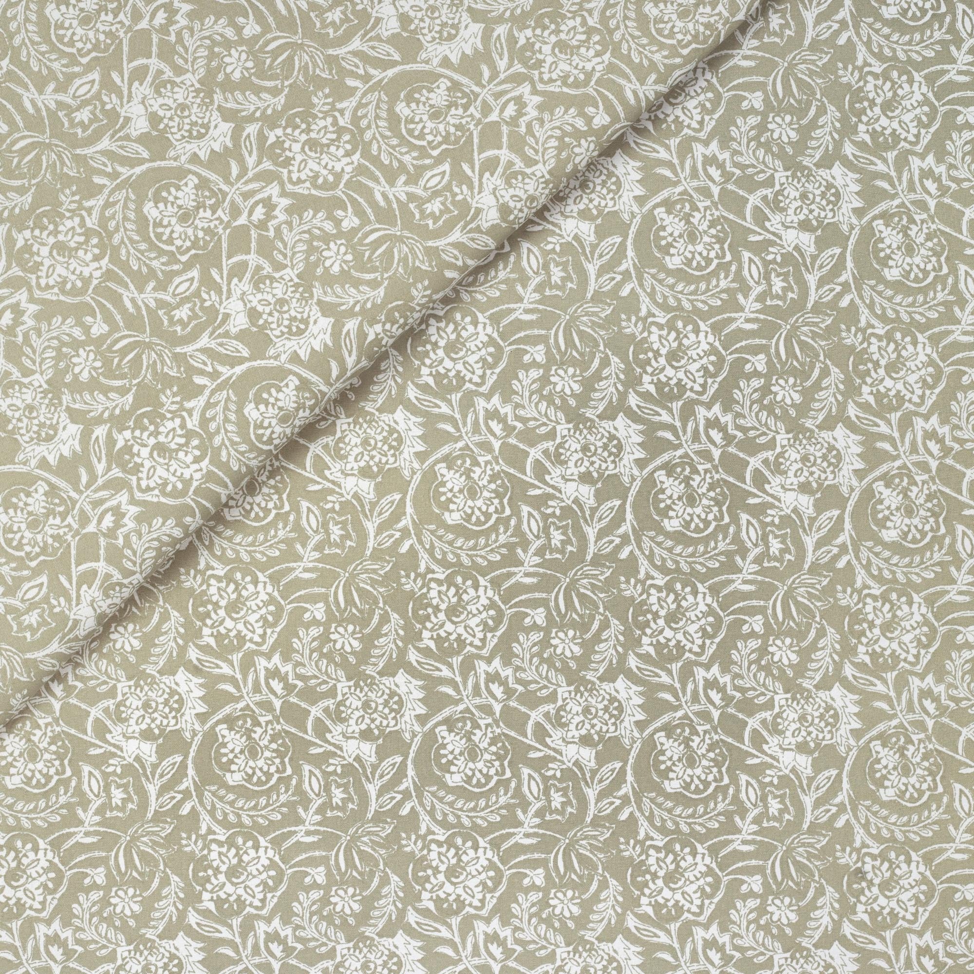 Padma Sand, a khaki beige and cream tapestry block print style cotton fabric from Tonic Living