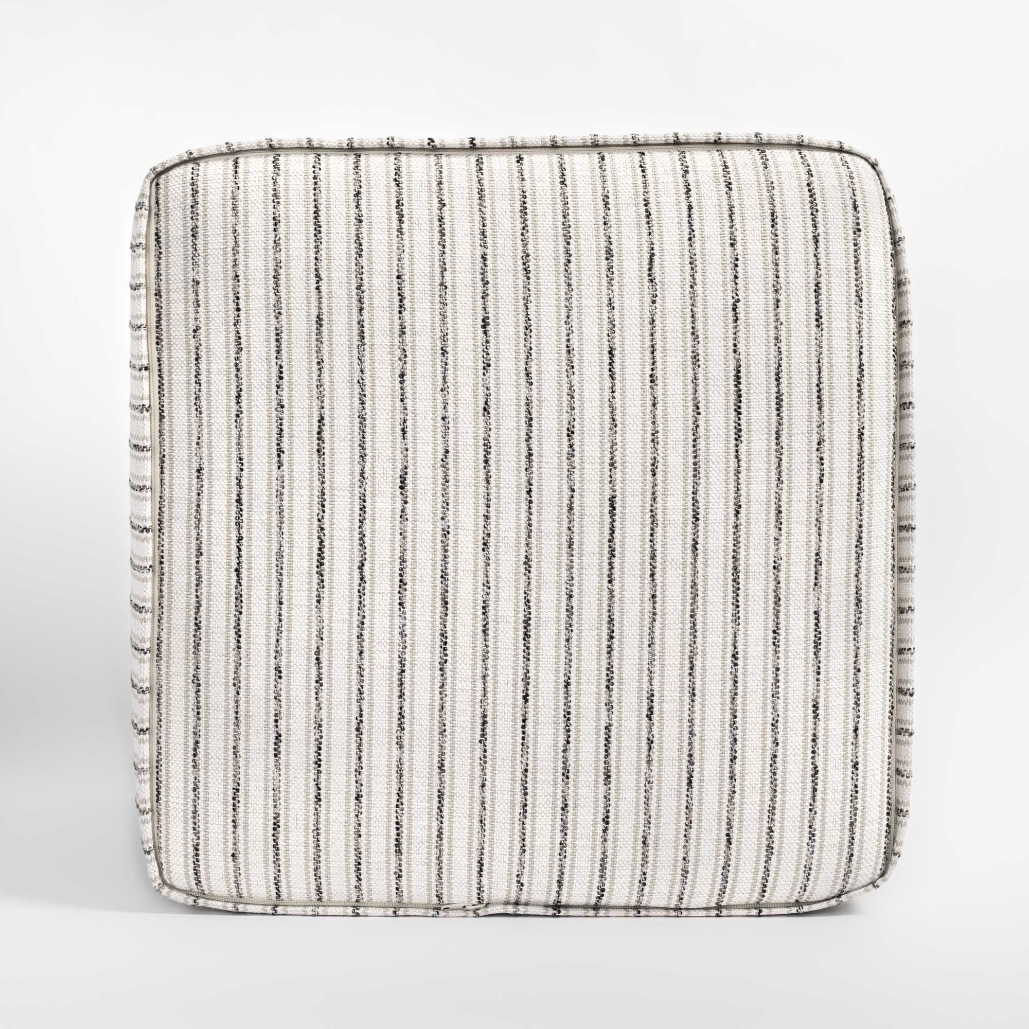 Rodin Stripe cube ottoman, a beige, ivory and grey stripe ottoman : bottom view