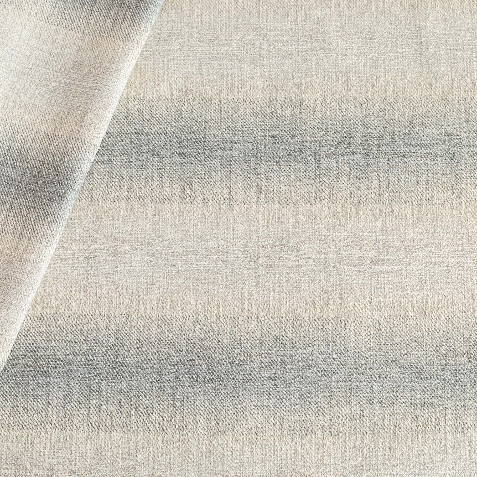 a blue grey and sandy cream wide ombre stripe upholstery fabric