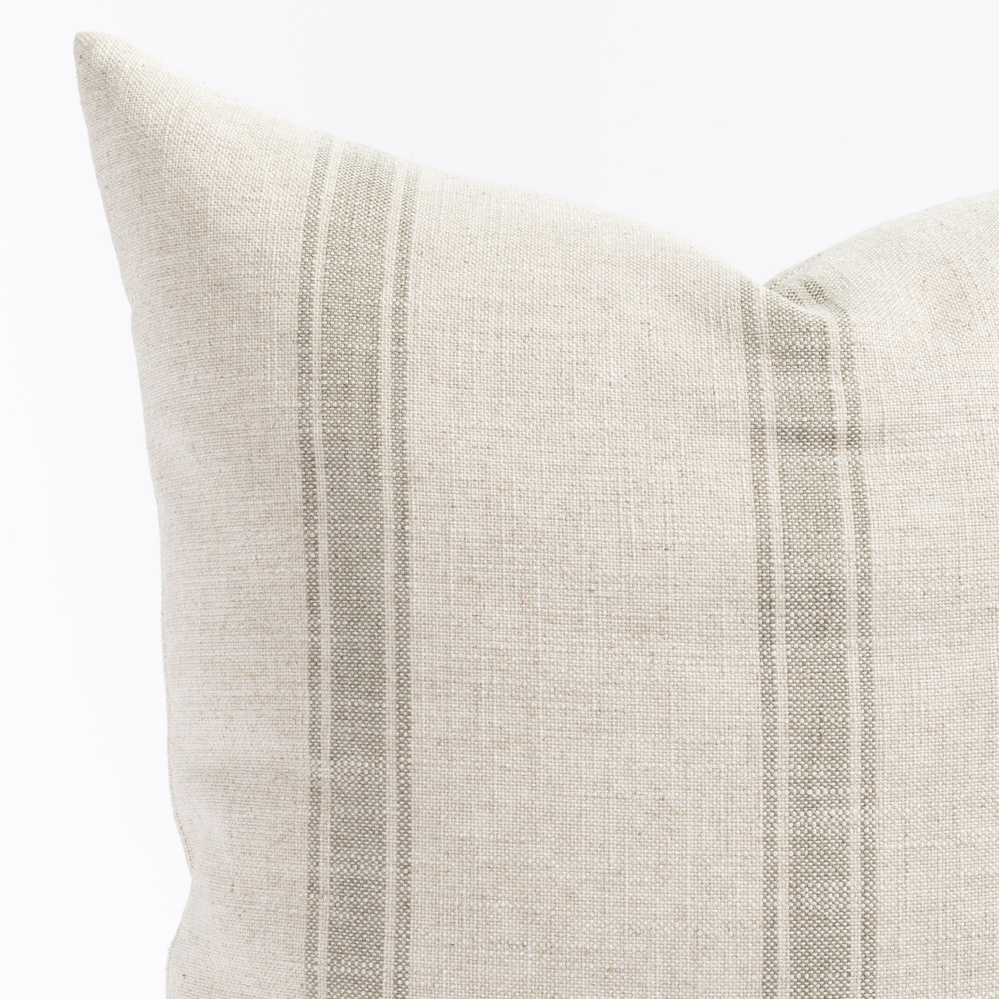 a cream and watery blue stripe throw pillow : close up view