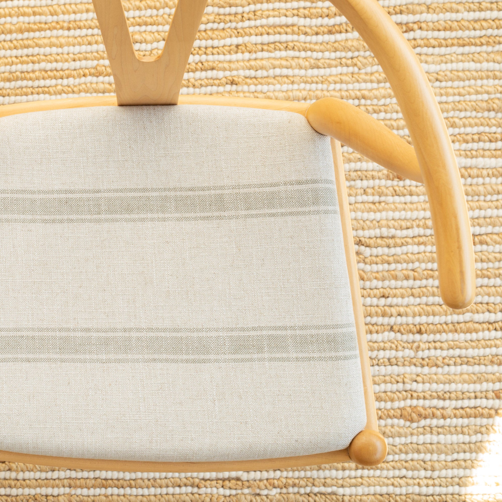 Theo Stripe Lake fabric upholstered chair seat