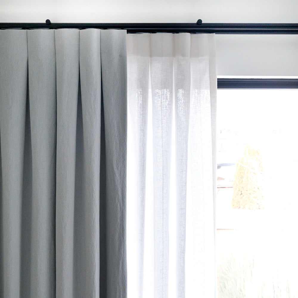 Channel Track Drapery Rod, a heavy duty black metal drapery rod from Tonic Living