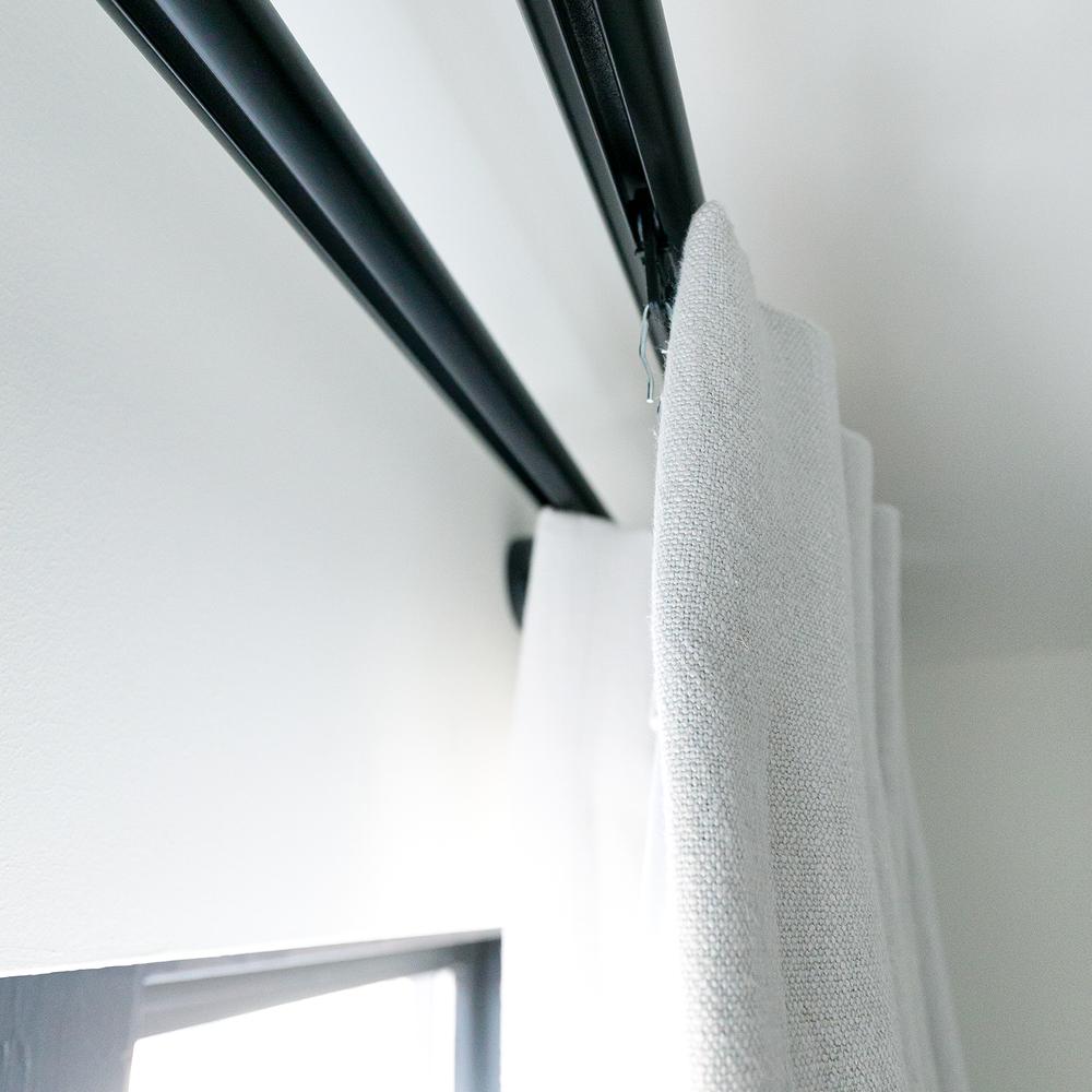 Channel Track Drapery Rod, a heavy duty black metal drapery rod from Tonic Living