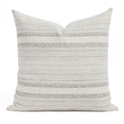 Acadia Stripe Salt 22x22, an oatmeal beige, soft white and earthy grey pillow with bouclé stripes, from Tonic Living.