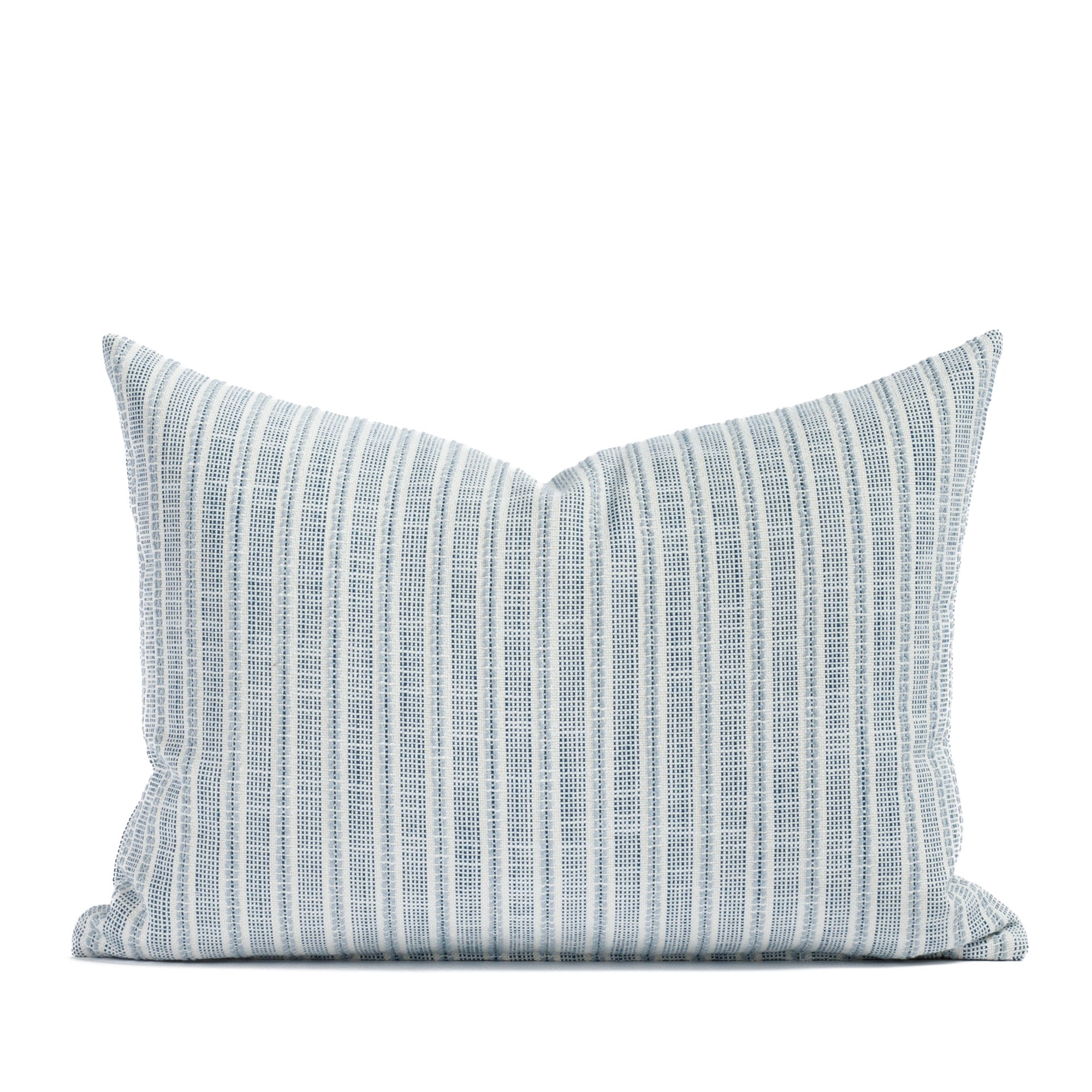 Amalfi Stripe 14x20 lumbar pillow indigo, a white and blue outdoor throw pillow from Tonic Living