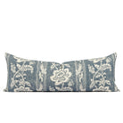 Tonic Living Ashford 16x42 bolster pillow in Denim featuring a chambray blue and white floral vine pattern.