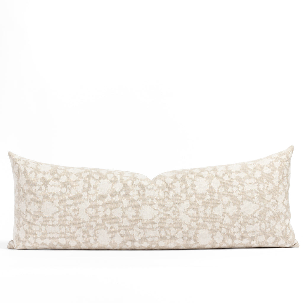 Astrid 16x42 Bolster Pillow natural, a beige and cream abstract floral patterned bed lumbar throw pillow from Tonic Living
