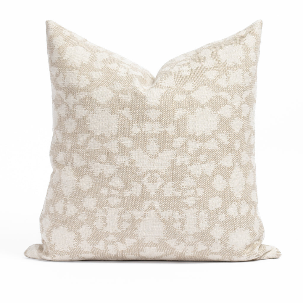 Astrid 20x20 Natural, a greige and cream abstract floral print throw pillow from Tonic Living