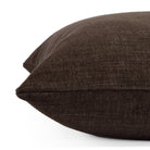 Side angle of Bedford Coffee accent pillow in deep brown with a finely brushed chenille finish from Tonic Living.