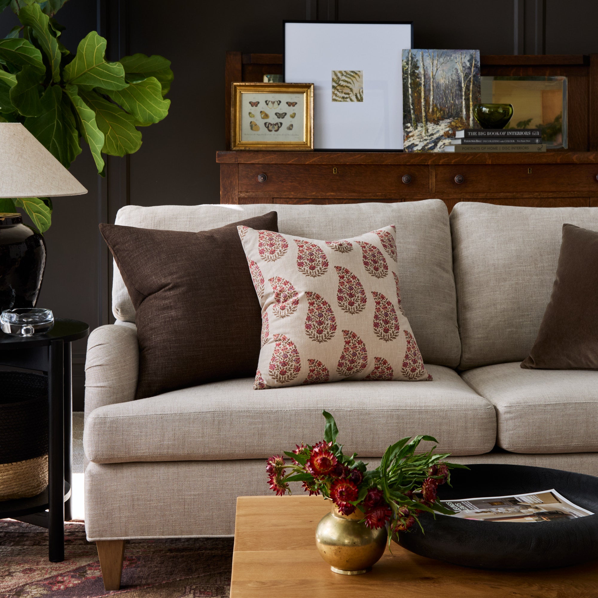 Bedford 22x22 Pillow, Coffee – Tonic Living