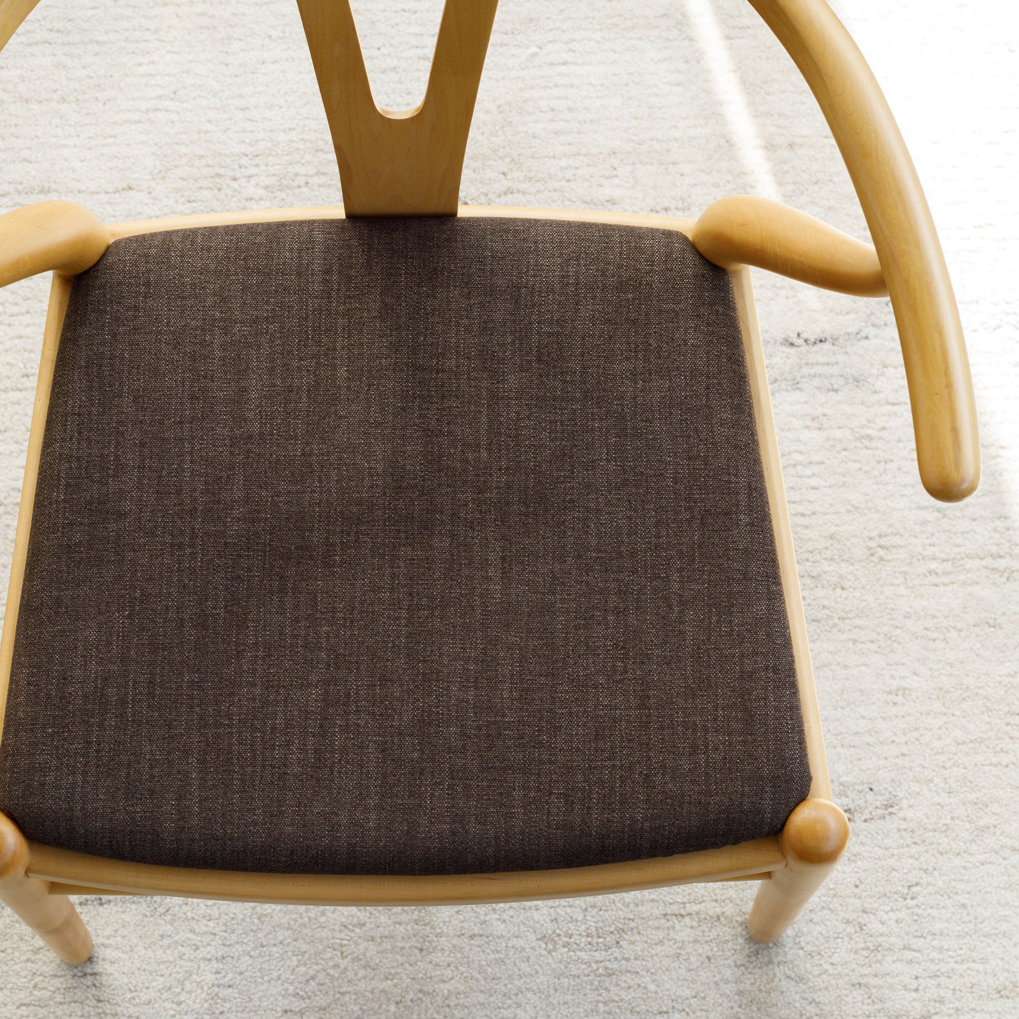 Dining chair upholstered in Tonic Living Bedford Coffee earthy brown chenille fabric.