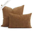 Tonic Living Studio Collection Blaine Pillow in Cinnamon, a cinnamon brown pillow shown in 22x22 and lumbar sizes.