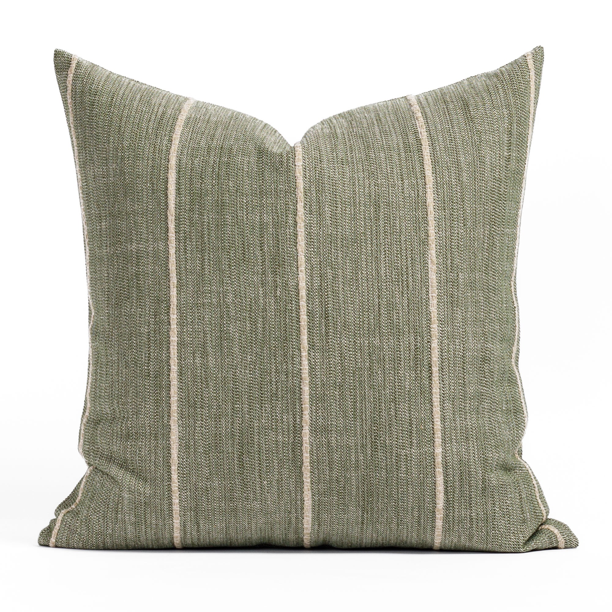Brooklyn Stripe 22x22 Pillow Forest Green, a leafy green throw pillow with a chunky natural stripe from Tonic Living