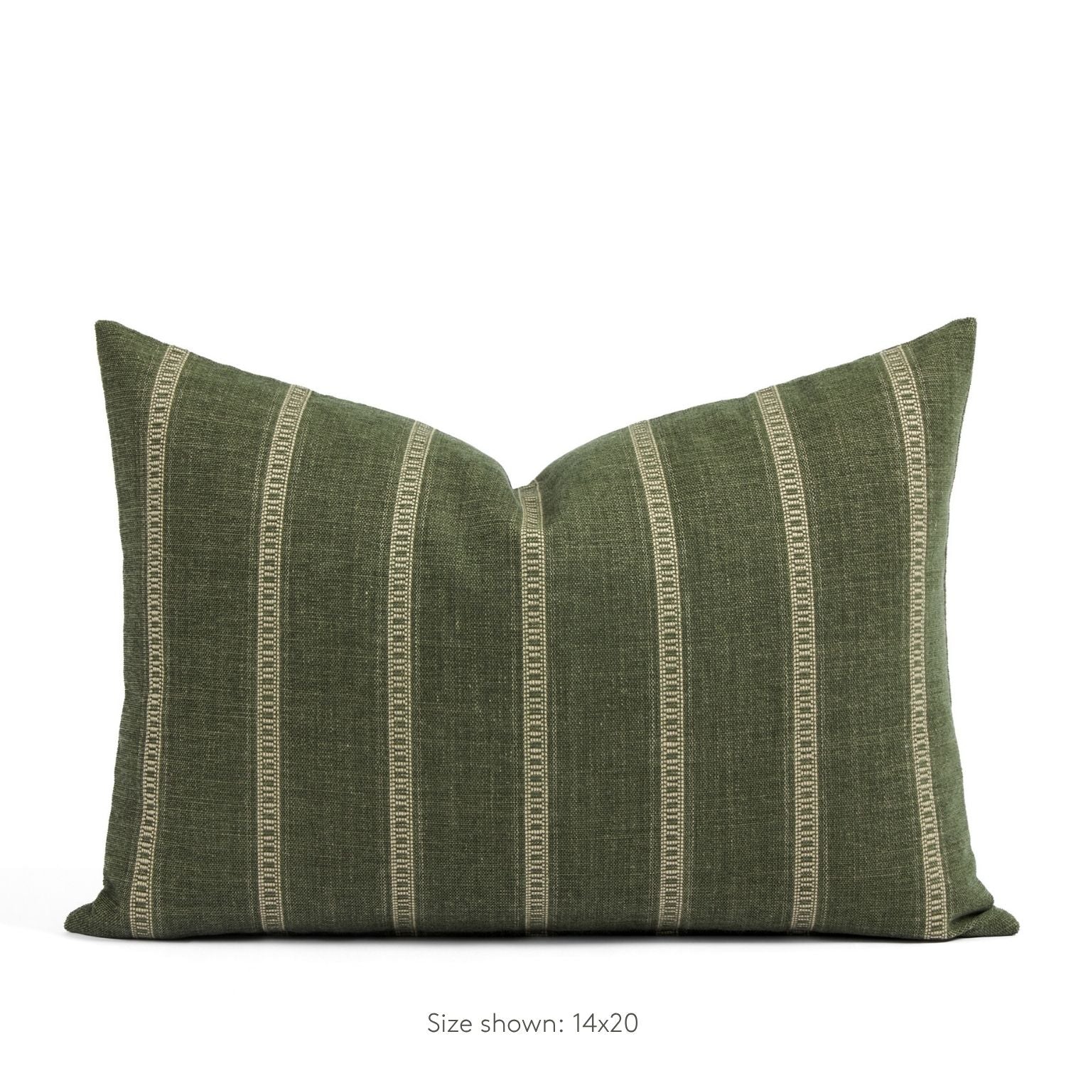 Tonic Living Studio Collection Brunswick Pillow in Moss, a 14x20 olive green and beige striped lumbar pillow.