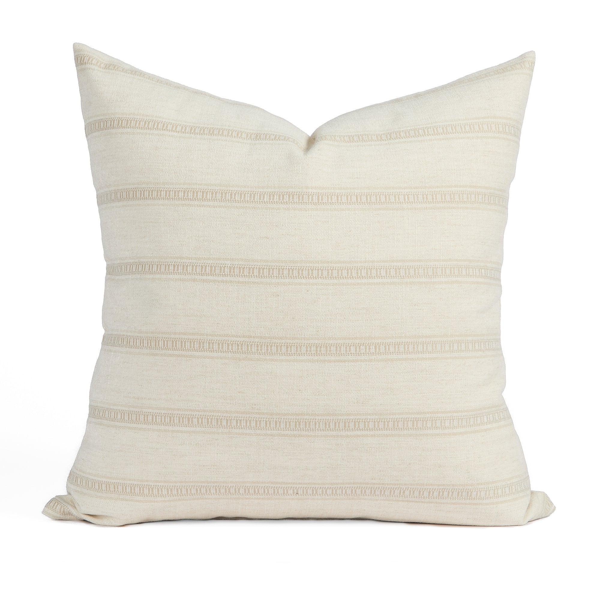 Tonic Living Brunswick 20x20 cream throw pillow in Parchment with subtle tone-on-tone stripes.