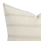 Close up of Tonic Living Brunswick Stripe 20x20 cushion in off-white showing subtle tone-on-tone stripes.