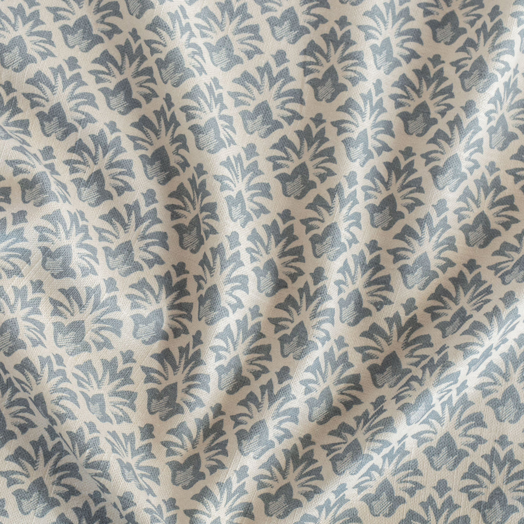 an earthy blue and sandy cream floral block print multi purpose fabric