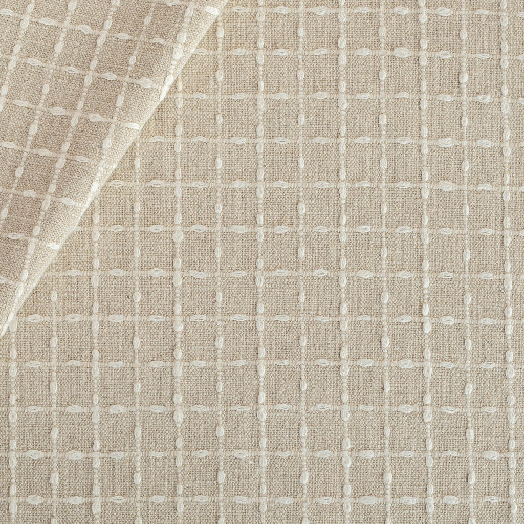 a beige with cream windowpane stitch pattern home decor fabric