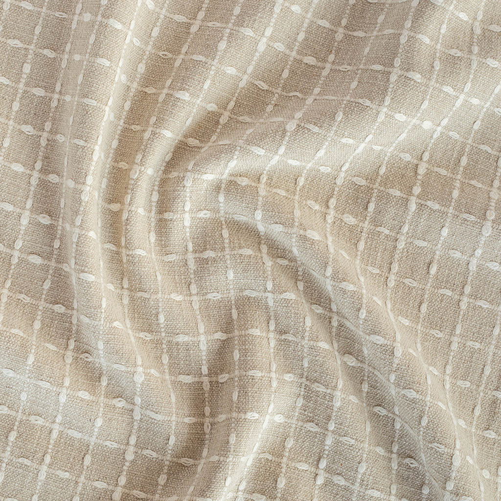 a beige with cream windowpane stitch pattern home decor fabric : view 2