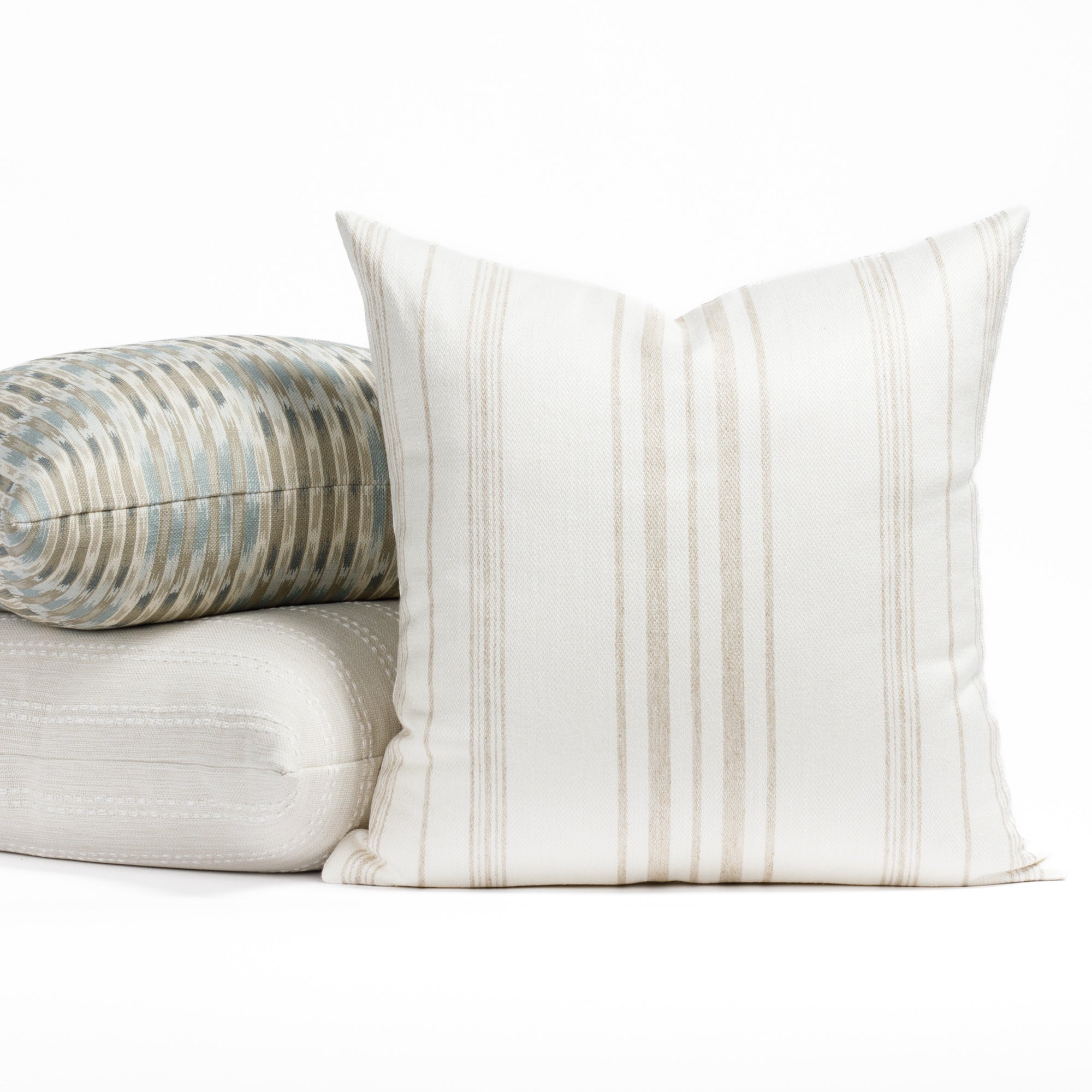 Modern neutral striped throw pillows