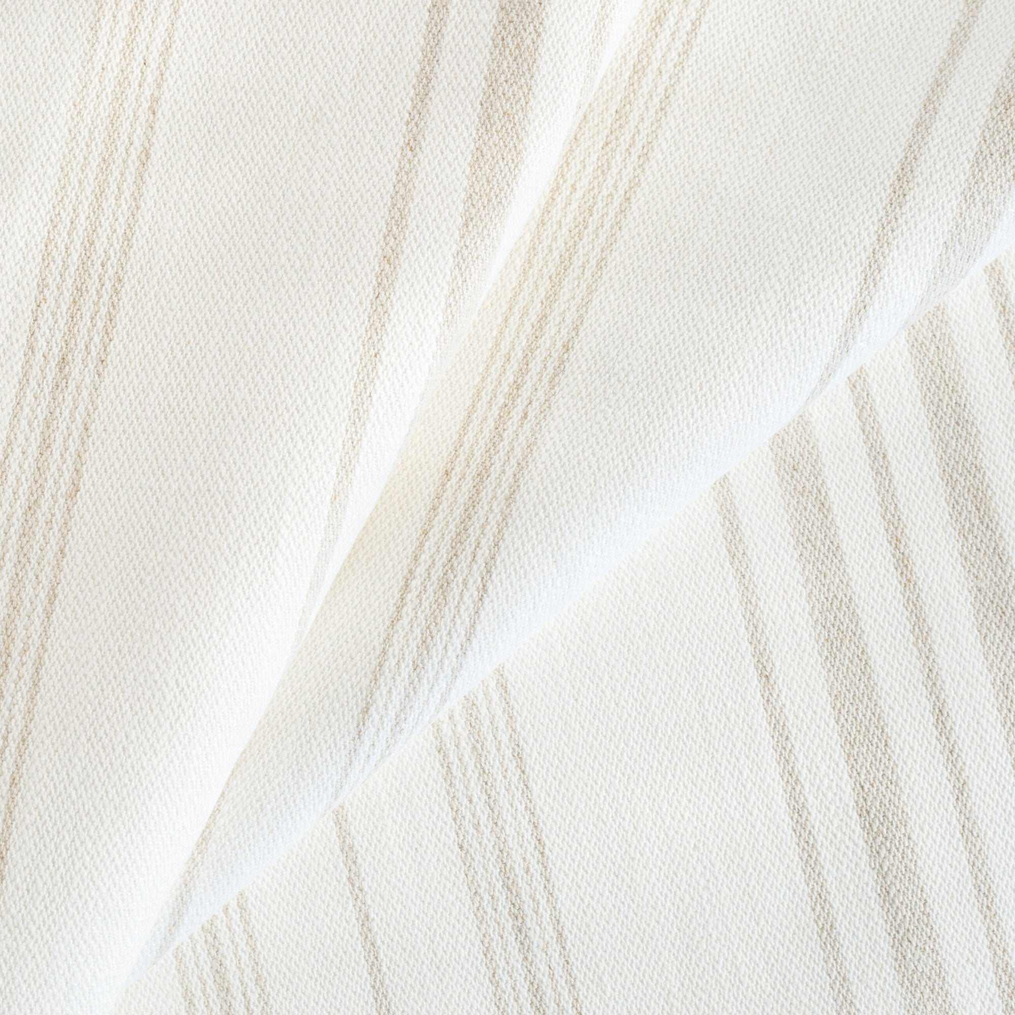 a white and beige vertical striped linen blend fabric