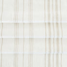 a white and beige vertical striped linen blend fabric