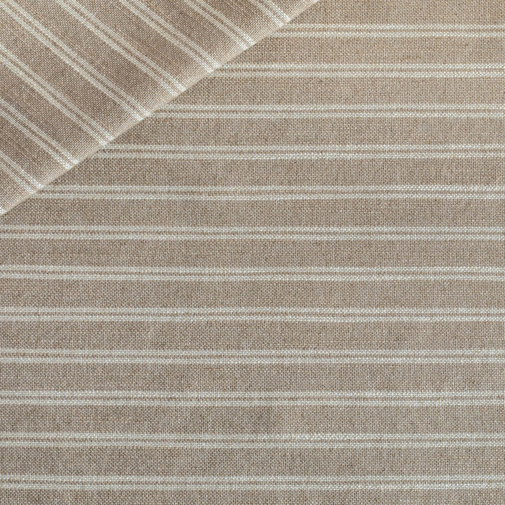 a light brown and cream horizontal stripe upholstery fabric