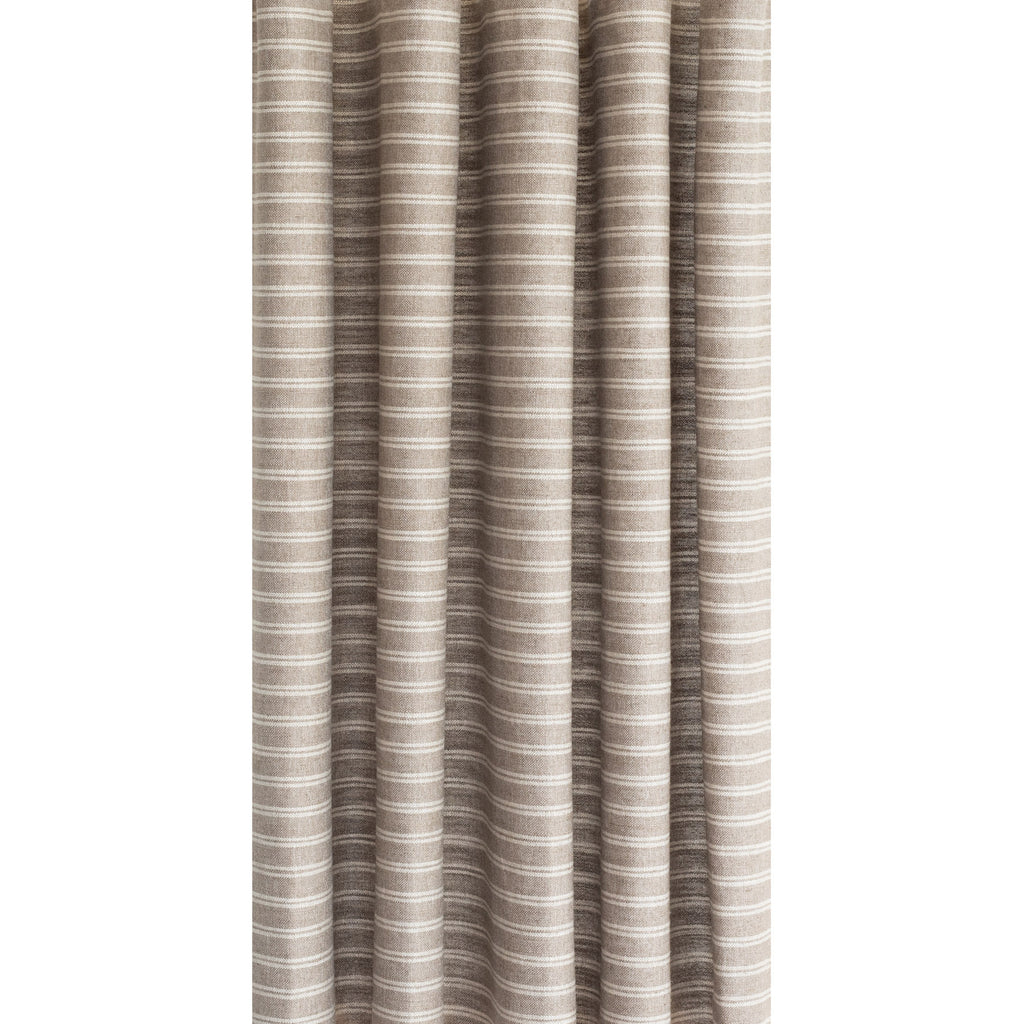 a soft brown and cream horizontal stripe curtain fabric from Tonic Living