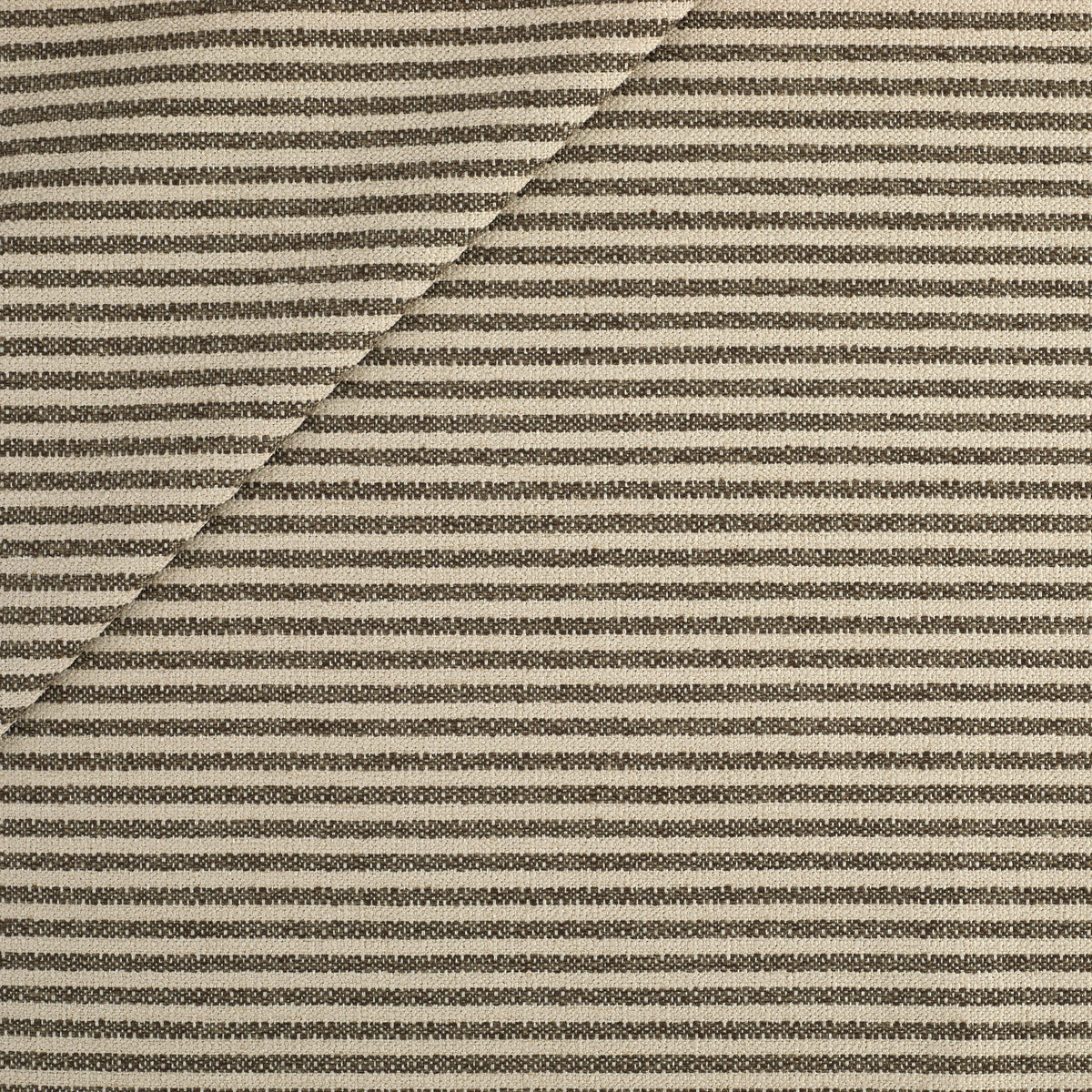 Tonic Living Crosby Stripe Fabric in Truffle, a brown and beige striped high-performance upholstery fabric.