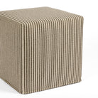 Tonic Living Crosby Stripe 16x16 upholstered footstool in Truffle featuring a neutral brown and beige stripe.