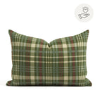 Tonic Living Dasher 14x20 Holiday Lumbar Pillow, a green and burgundy plaid lumbar cushion with a classic Christmas-inspired pattern.
