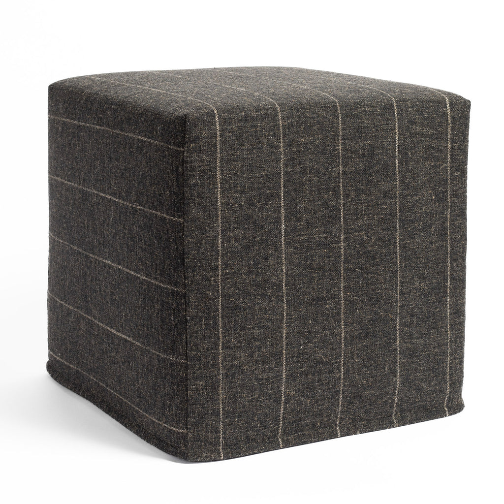 Dunrobin Stripe 16x16 Cube Ottoman, Sable