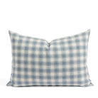 Tonic Living Emmett Plaid 14x20 lumbar pillow in Denim featuring a blue and white small-scale check.