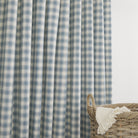Tonic Living Emmett Plaid Denim Blue drapery fabric in a timeless soft blue and white check.