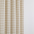 Tonic Living Emmett Plaid Flax fabric ideal for curtains, window treatments and upholstery in a soft beige check.