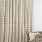 Tonic Living Emmett Plaid Flax fabric ideal for roman shades and curtains in a soft beige and ivory check.