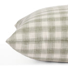 Side view of Tonic Living Emmett Plaid decorative cushion highlighting its classic sage check.