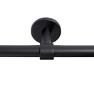 Tonic Living Black enclosed bracket installed with café curtain rod.