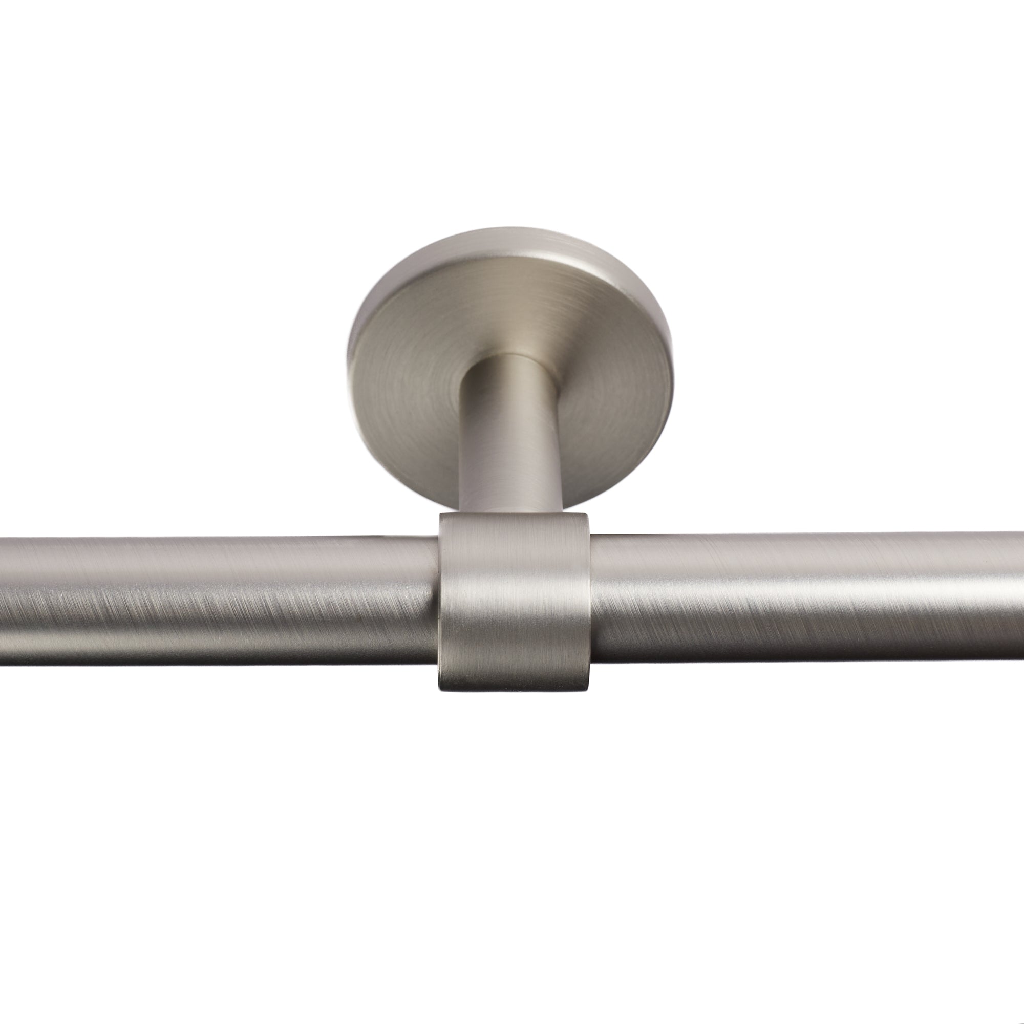 Tonic Living Pewter enclosed bracket installed with café curtain rod.