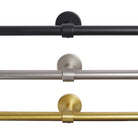 Tonic Living café curtain rod enclosed brackets in Black, Gold, and Pewter with rod.