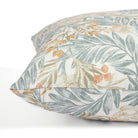 Side view of Tonic Living Fable Meadow decorative cushion highlighting its colourful leafy botanical and floral pattern.
